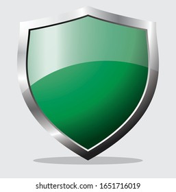 green shield icon with a white background