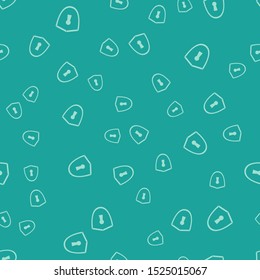 Green Shield with keyhole icon isolated seamless pattern on green background. Protection, security concept. Safety badge icon. Privacy banner. Defense tag.  Vector Illustration