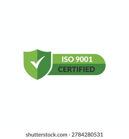 Green shield logo with checkmark and ISO 9001 certified text
