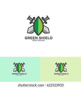 Green Shield for Logo Template Design
