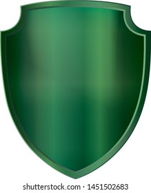 Green shield for logo and text. Heraldic shield. Isolated on white background.