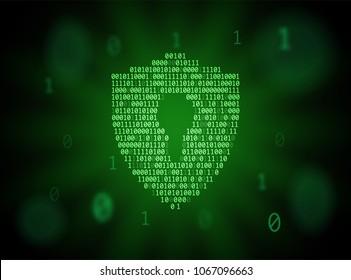 Green shield of numbers. Concept of data protection, antivirus