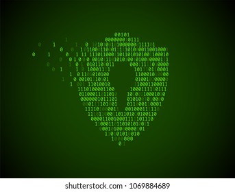 Green shield of numbers. Concept of data protection, antivirus