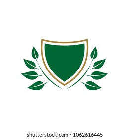 Green Shield Ornament Nature Logo Template