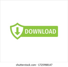 green shield safe storage data download button or label or bar vector design template