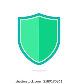 Green shield with a teal border appropriate for environmental organizations, sustainable businesses, or ecofriendly products to indicate safety and protection.