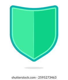 Green shield with a teal outline, ideal for ecofriendly businesses, environmental organizations, or sustainable product branding purposes. Versatile design element.