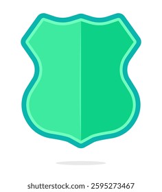 Green shield with a teal outline, ideal for ecofriendly businesses, environmental organizations, or sustainable product branding purposes. Versatile design element.