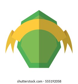 green shield and yellow ribbon shadow vector illustration eps 10