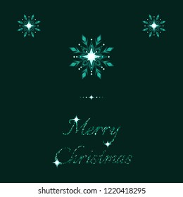Green shine holidays background with snowflakes and decoration elements. Vector illustration.
