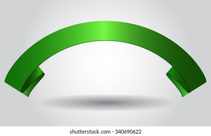 Green shining curled shining round circle ribbon banner for your design, poster, brochure etc