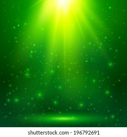 Green shining magic vector light background