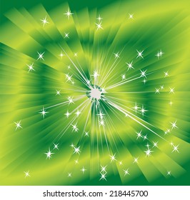 Green shining magic vector light background