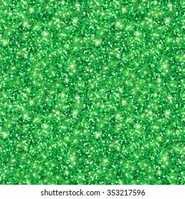 Green shining seamless pattern for Happy St. Patrick's Day Design. Glitter Texture. Vector Illustration.