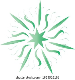 Grüner glänzender Stern, einzelne Vektorgrafik