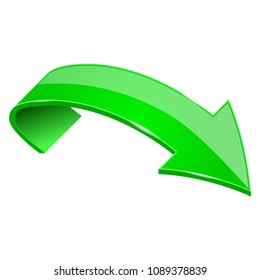 Green shiny 3d arrow. Vector illustration isolated on white background
