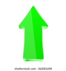 Green shiny arrow. Vector illustration isolated on white background.