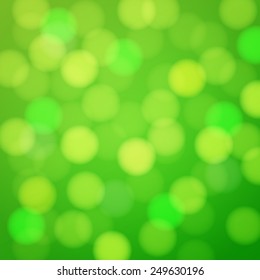 Green shiny bright background. Vector blurred backdrop with glow bokeh.