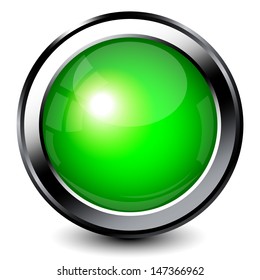  Green shiny button with metallic elements