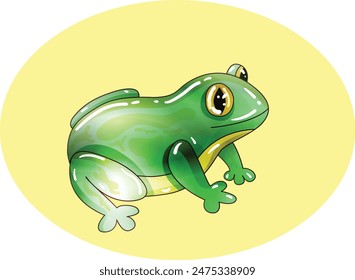rana verde brillante. Ilustración vectorial con contorno lineal.