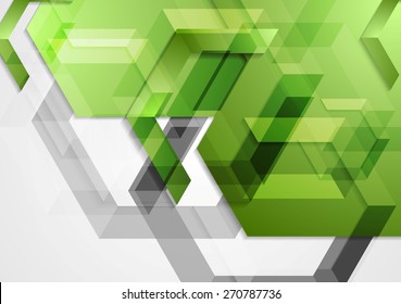 Green shiny hi-tech geometric background. Vector design