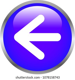 Green Shiny round button with Left arrow mark