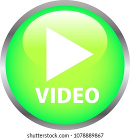 Green Shiny round button with video mark