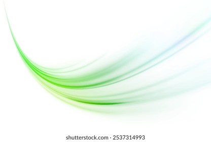 Green shiny sparks of spiral wave. A curved bright line of speed is spinning. Shiny wavy path. Rotating dynamic neon circle. Magic green swirl with highlights. Glowing swirl bokeh effect. vector