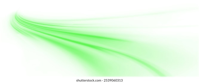 Green shiny sparks of spiral wave. A curved bright line of speed is spinning. Shiny wavy path. Rotating dynamic neon circle. Magic green swirl with highlights. Glowing swirl bokeh effect. vector