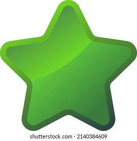 Green Shiny Star - Amazing vector icon of a green rounded star suitable for game, animation, sticker, children book, decoration, and illustration in general