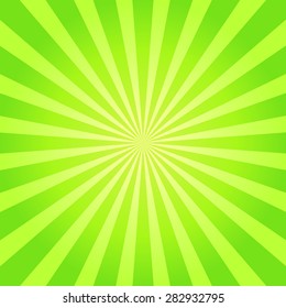 Green shiny starburst background. Sunburst abstract texture.Vector illustration.