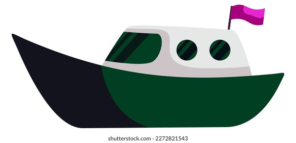 green ship with flag vector illustration
