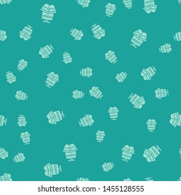 Green Ship icon isolated seamless pattern on green background.  Vector Illustration