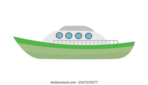 Green ship illustration. Sailboat. Fishing boat. Boat. Vessel. Warship. Freighter. Steamship. Liner. Keel. Yacht. 