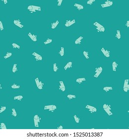 Green Ship with shield icon isolated seamless pattern on green background. Insurance concept. Security, safety, protection, protect concept.  Vector Illustration