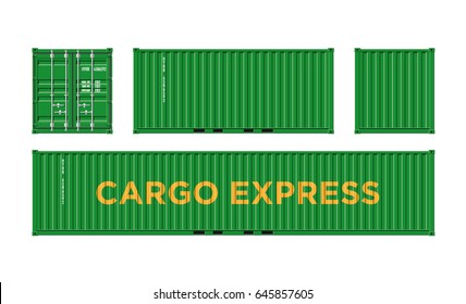 Green Shipping Cargo Container for Logistics and Transportation on White Background
