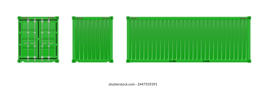 Green Shipping Cargo Container Twenty and Forty feet. Logistics and Transportation. Vector