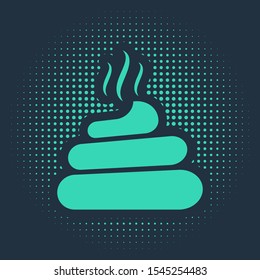 Green Shit icon isolated on blue background. Abstract circle random dots. Vector Illustration