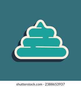 Green Shit icon isolated on green background. Long shadow style. Vector