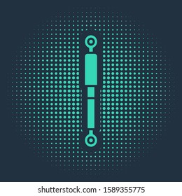 Green Shock absorber icon isolated on blue background. Abstract circle random dots. Vector Illustration