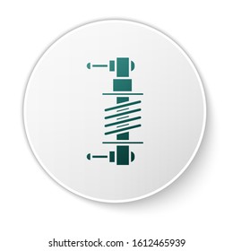 Green Shock absorber icon isolated on white background. White circle button. Vector Illustration