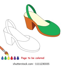 Green Shoe to be colored, the coloring book for preschool kids with easy educational gaming level.