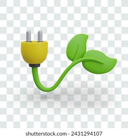 Green shoot with electric plug. Direct consumption of green power