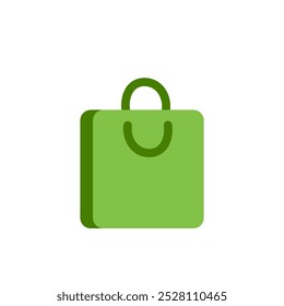 Bolso de compras verde. Ilustración vectorial plana.