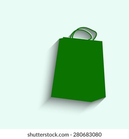 Green shopping bag icon 