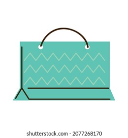 green shopping bag icon flat