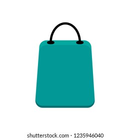 Green shopping bag icon symbol vector isolated background