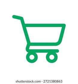 Icono de Carrito de compras verde Ilustración vectorial. Símbolo simple para la tienda en línea, comercio electrónico y diseño minorista aislado sobre fondo blanco.