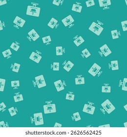 Green Shopping cart on screen computer icon isolated seamless pattern on green background. Concept e-commerce, e-business, online business marketing.  Vector