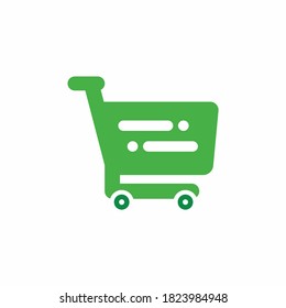 Green shopping cart with wheels vector icon template